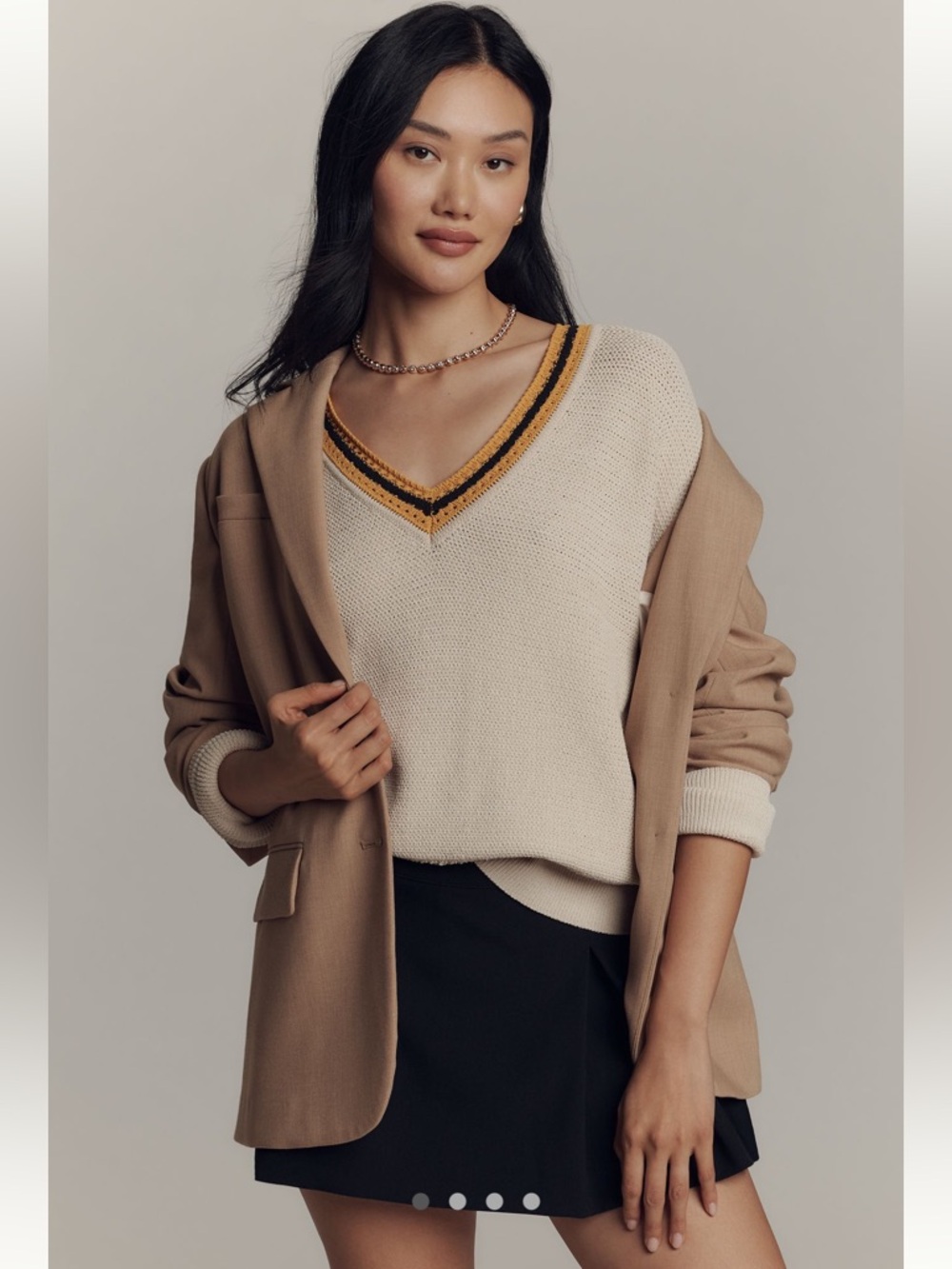 The rag & bone Meghan Crochet-Trim V-Neck Sweater, Size S